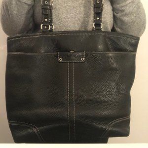 Coach black leather tote bag